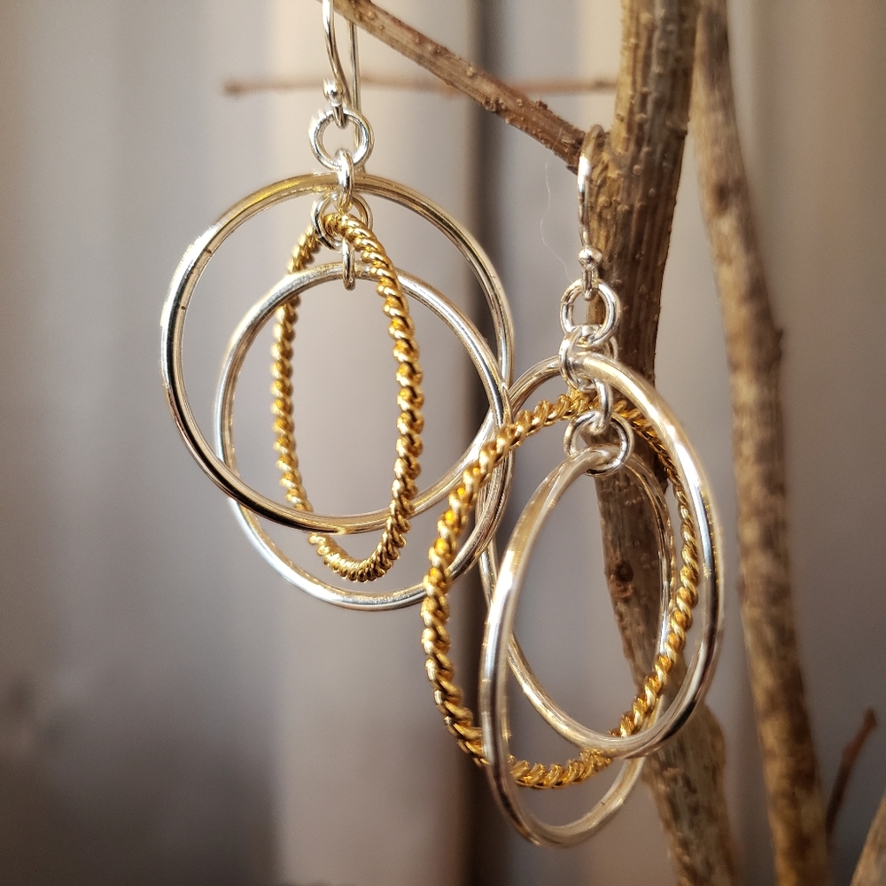 Two toned twisted metal earrings
